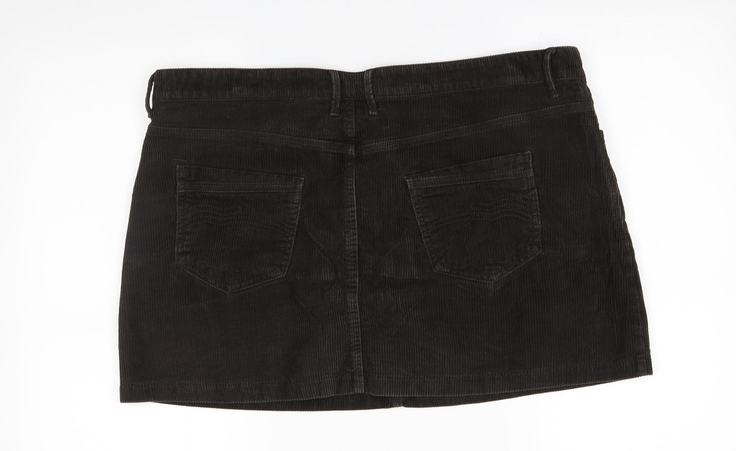 M&S Womens Brown  Corduroy Mini Skirt Size 18