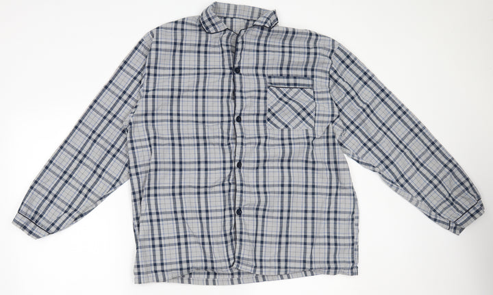 Peacocks Mens Grey Plaid Button-Up Size L