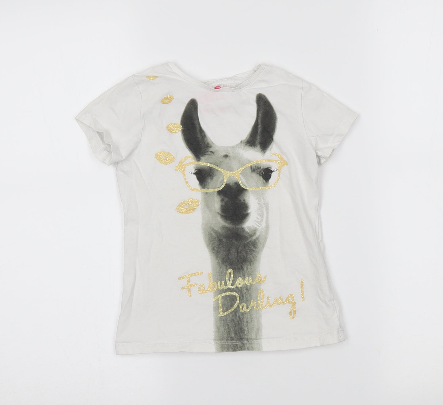 F&F Girls White   Basic T-Shirt Size 5-6 Years  - fabulous darling