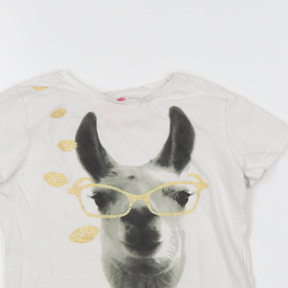 F&F Girls White   Basic T-Shirt Size 5-6 Years  - fabulous darling