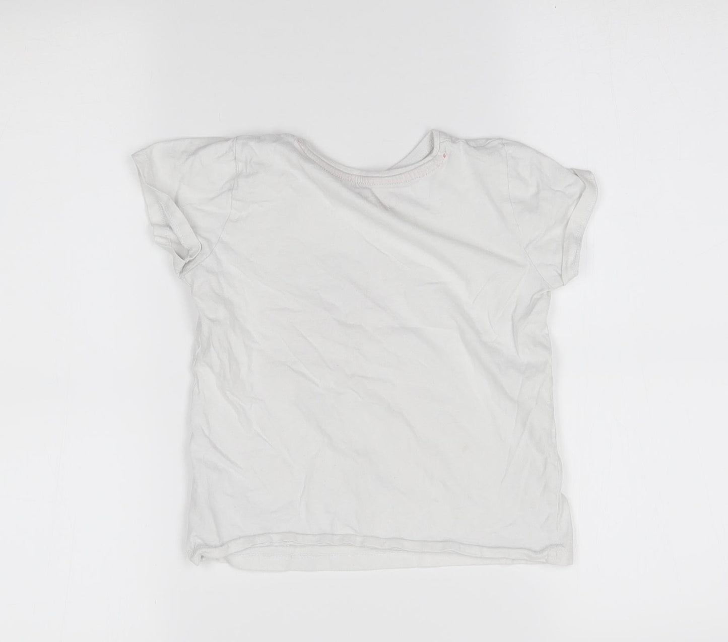 Primark Girls White   Basic T-Shirt Size 5-6 Years  - butterfly, keep dreaming
