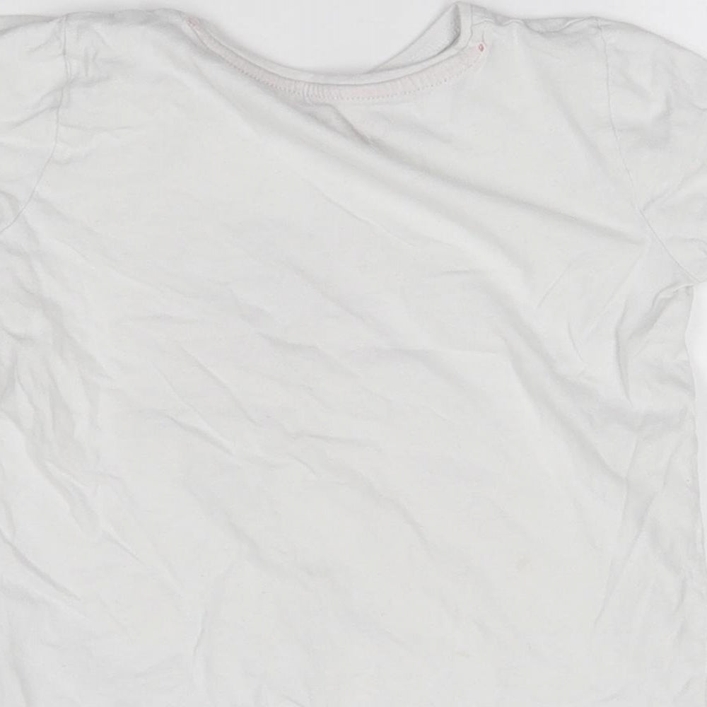 Primark Girls White   Basic T-Shirt Size 5-6 Years  - butterfly, keep dreaming