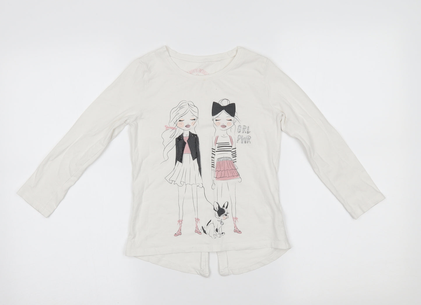 My Weekend Favourites Girls White   Basic T-Shirt Size 7 Years  - grl pwr