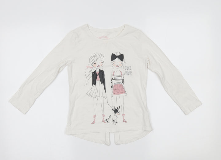 My Weekend Favourites Girls White   Basic T-Shirt Size 7 Years  - grl pwr