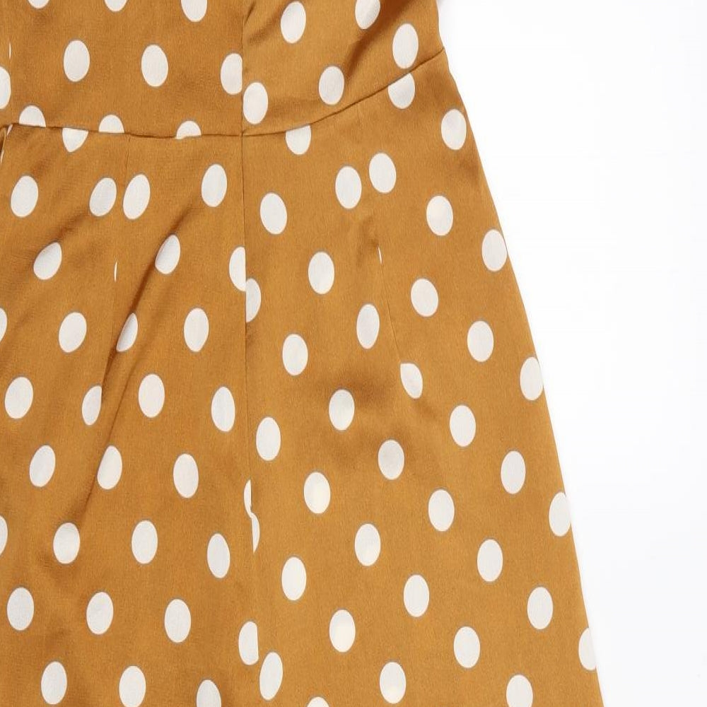 Missguided Womens Brown Polka Dot  Playsuit One-Piece Size 10 L22 in