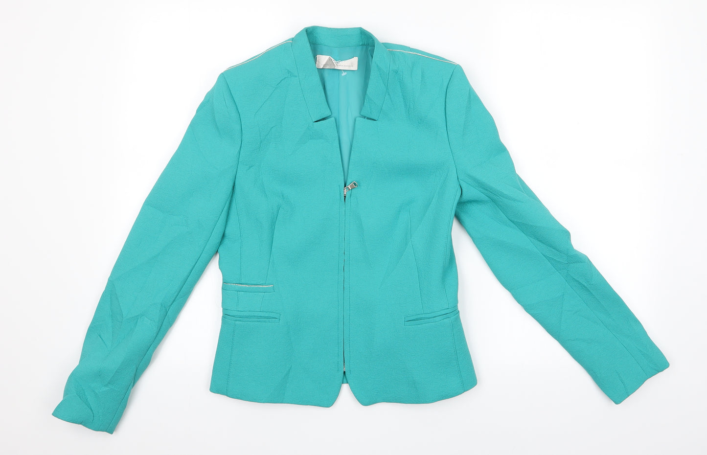 TRAFALUC Womens Green Animal Print  Jacket  Size 10  - Mandarin Collar