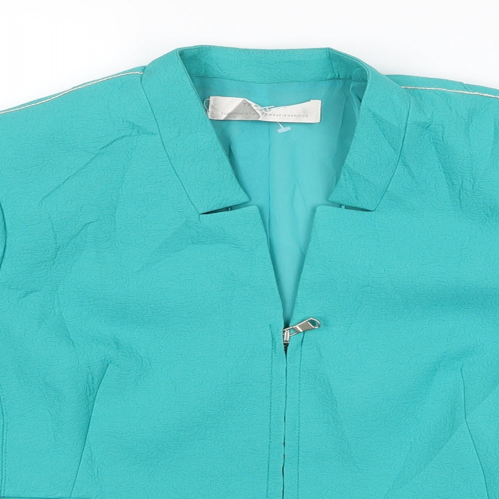 TRAFALUC Womens Green Animal Print  Jacket  Size 10  - Mandarin Collar