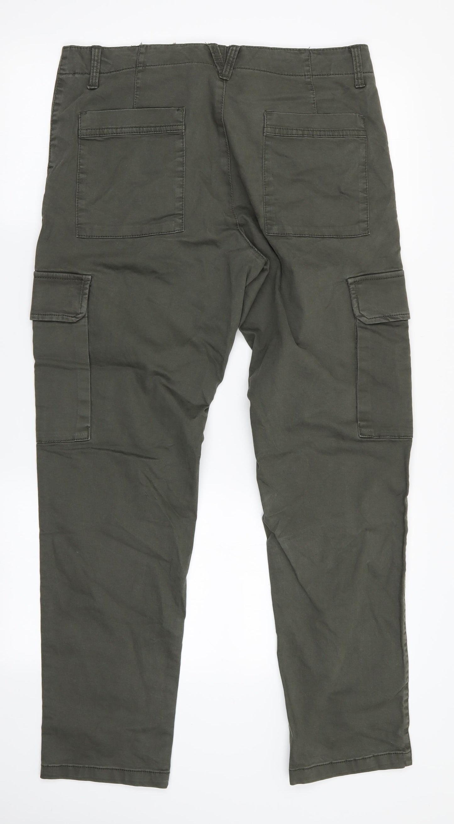 TU Mens Green   Cargo Trousers Size 34 in L30 in - Straight Tapered Leg
