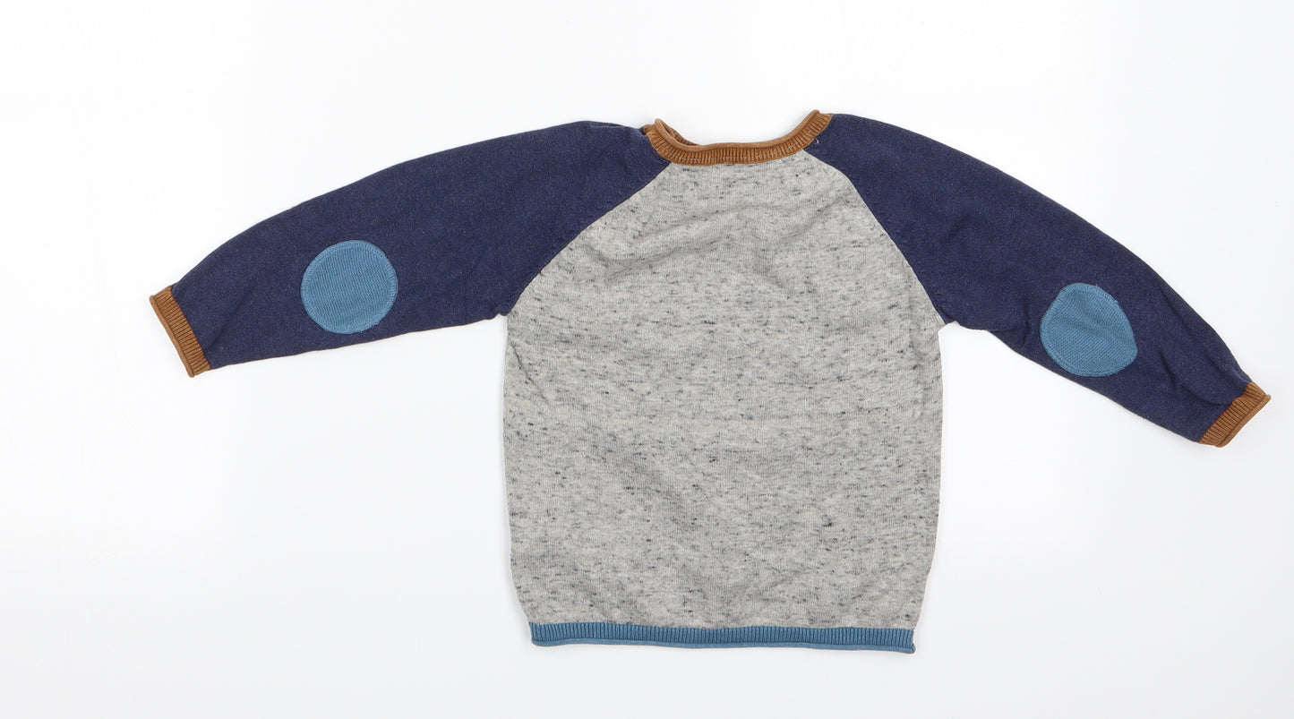 NEXT Boys Multicoloured Animal Print  Pullover Jumper Size 2-3 Years  - Cow Badge