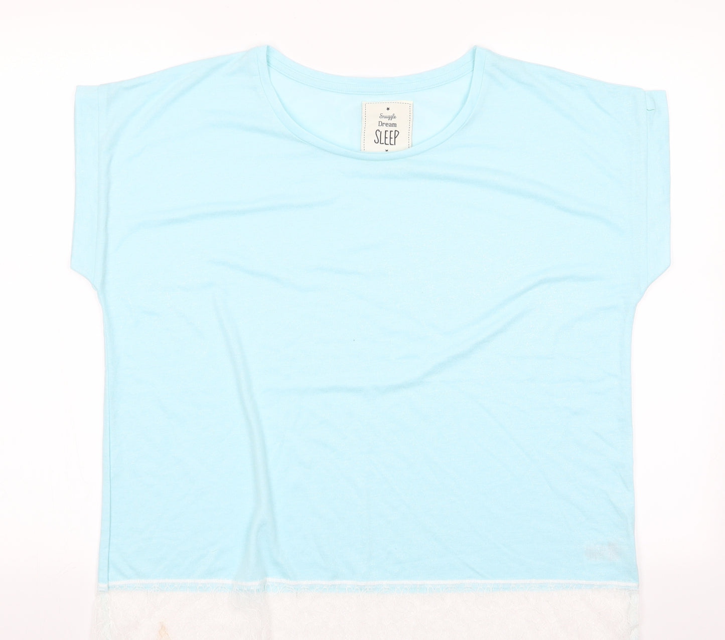 Snuggle Dream sleep Womens Blue    Pyjama Top Size L  - Lace Trim Hem