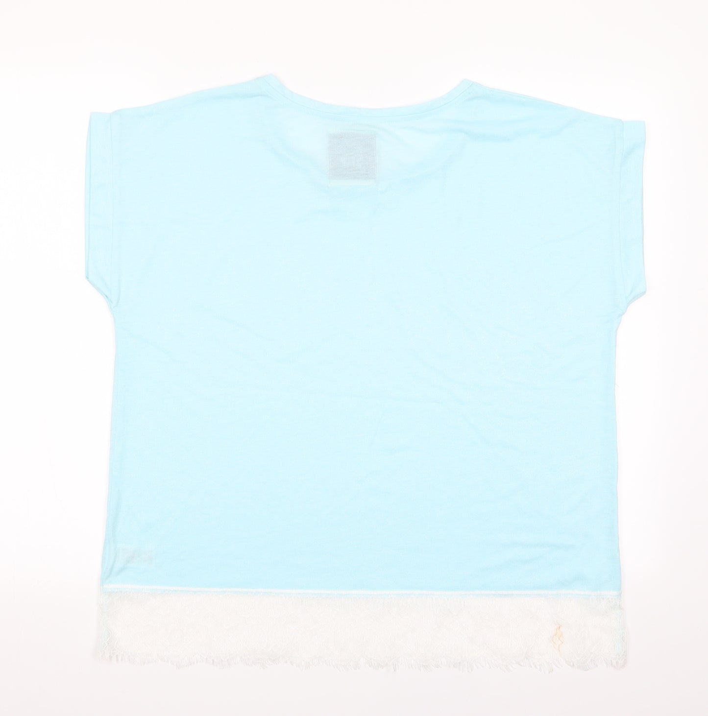 Snuggle Dream sleep Womens Blue    Pyjama Top Size L  - Lace Trim Hem