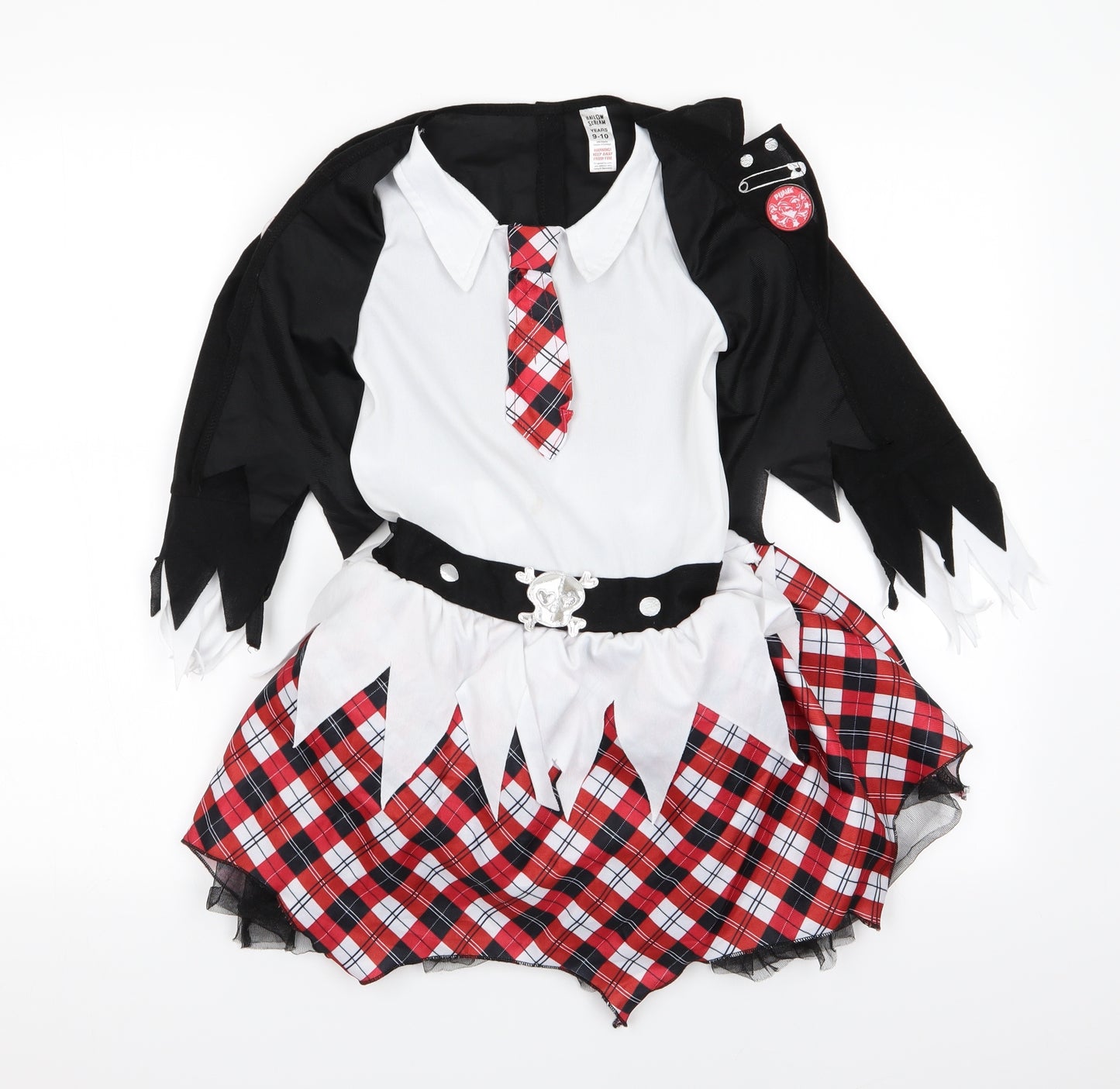 Preworn Girls Black Check  Tutu Dress  Size 9-10 Years  - halloween costume