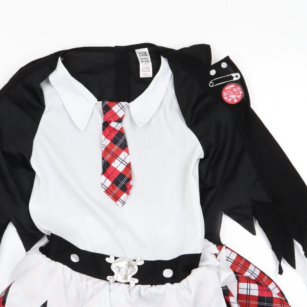 Preworn Girls Black Check  Tutu Dress  Size 9-10 Years  - halloween costume