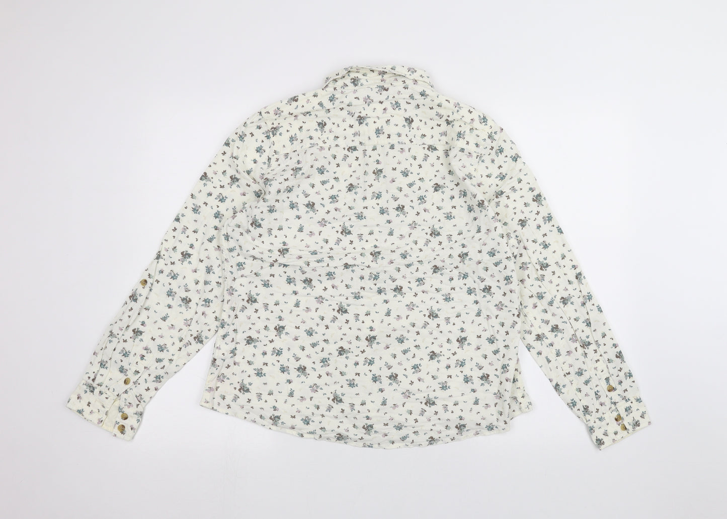Marks and Spencer Womens White Floral  Basic Button-Up Size 12