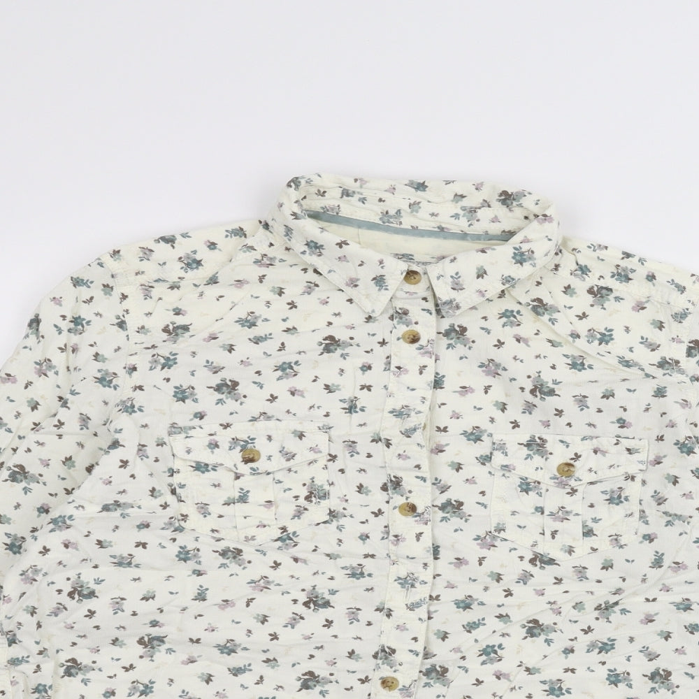 Marks and Spencer Womens White Floral  Basic Button-Up Size 12