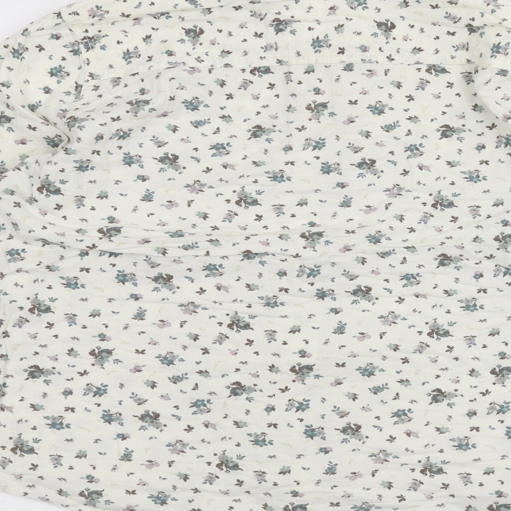 Marks and Spencer Womens White Floral  Basic Button-Up Size 12