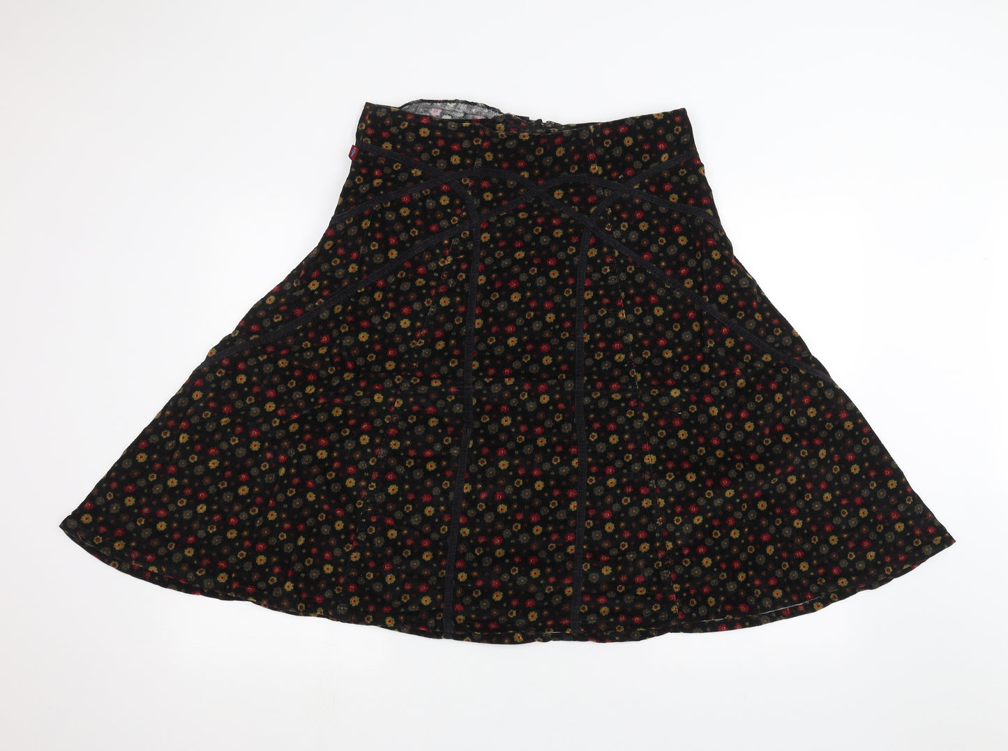 Utam London Womens Black Floral  A-Line Skirt Size L