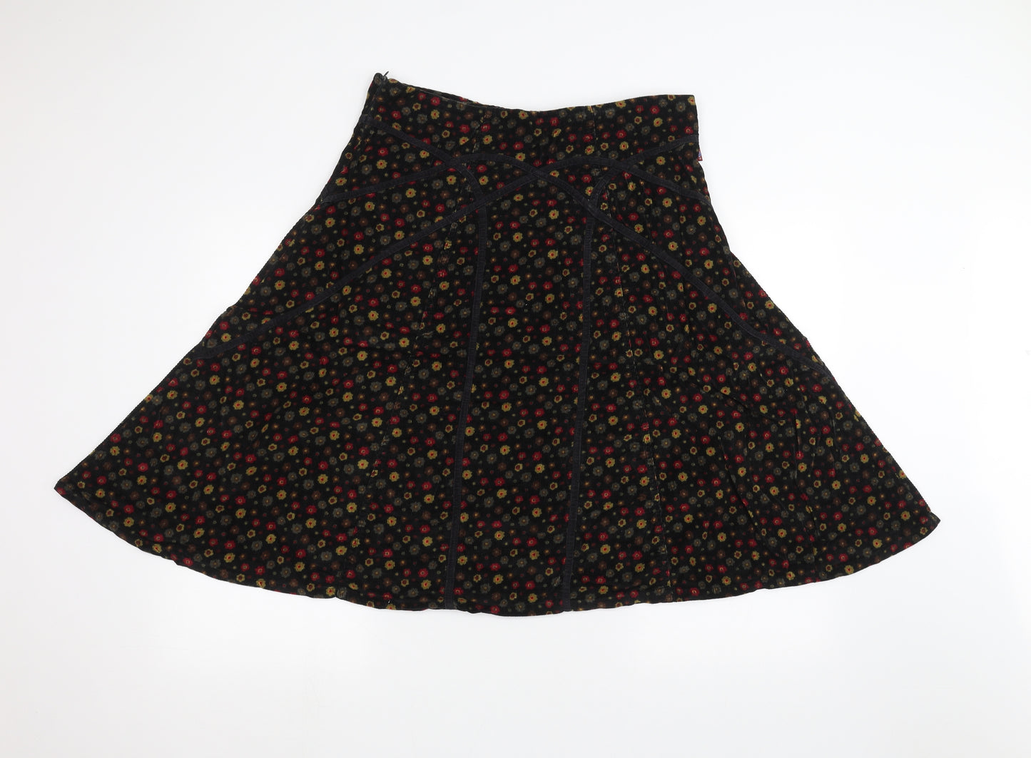 Utam London Womens Black Floral  A-Line Skirt Size L