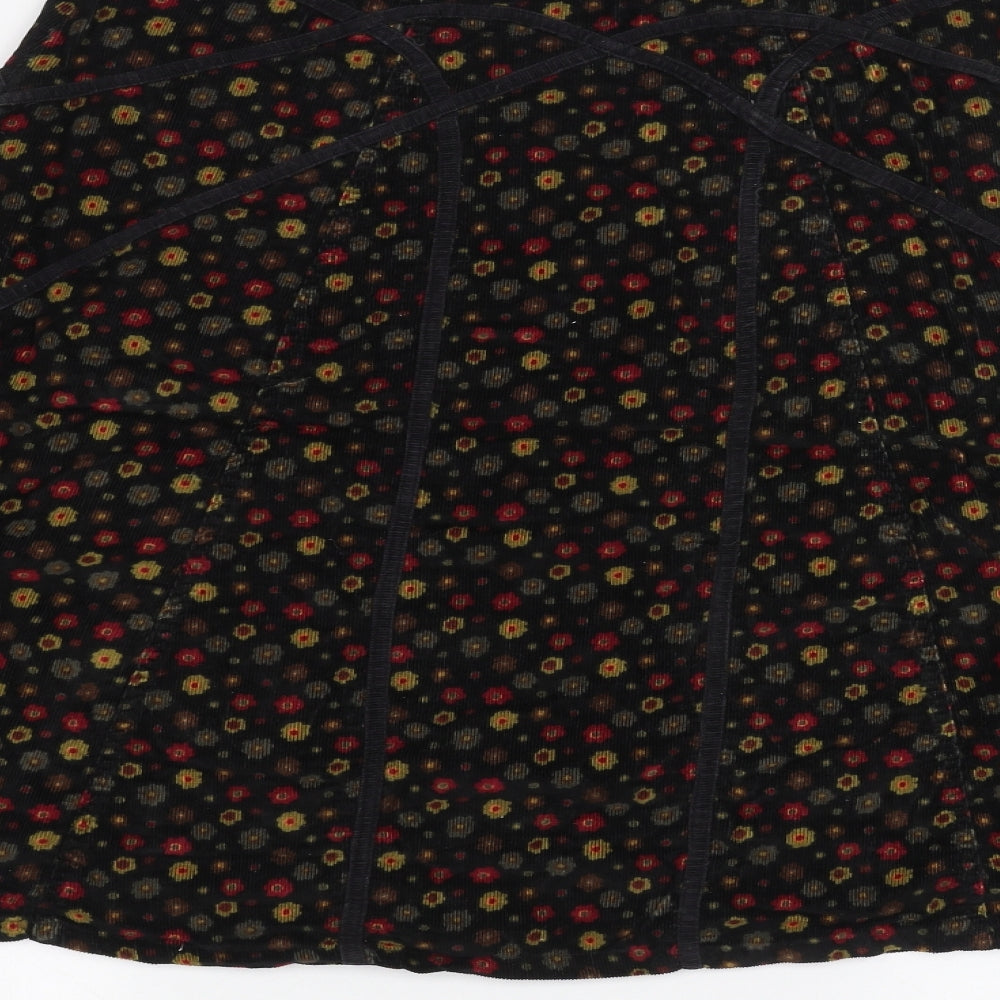 Utam London Womens Black Floral  A-Line Skirt Size L