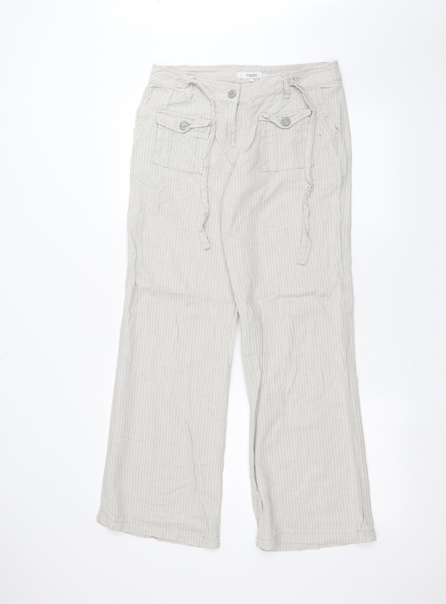 NEXT Womens Beige Striped  Trousers  Size 8 L27 in