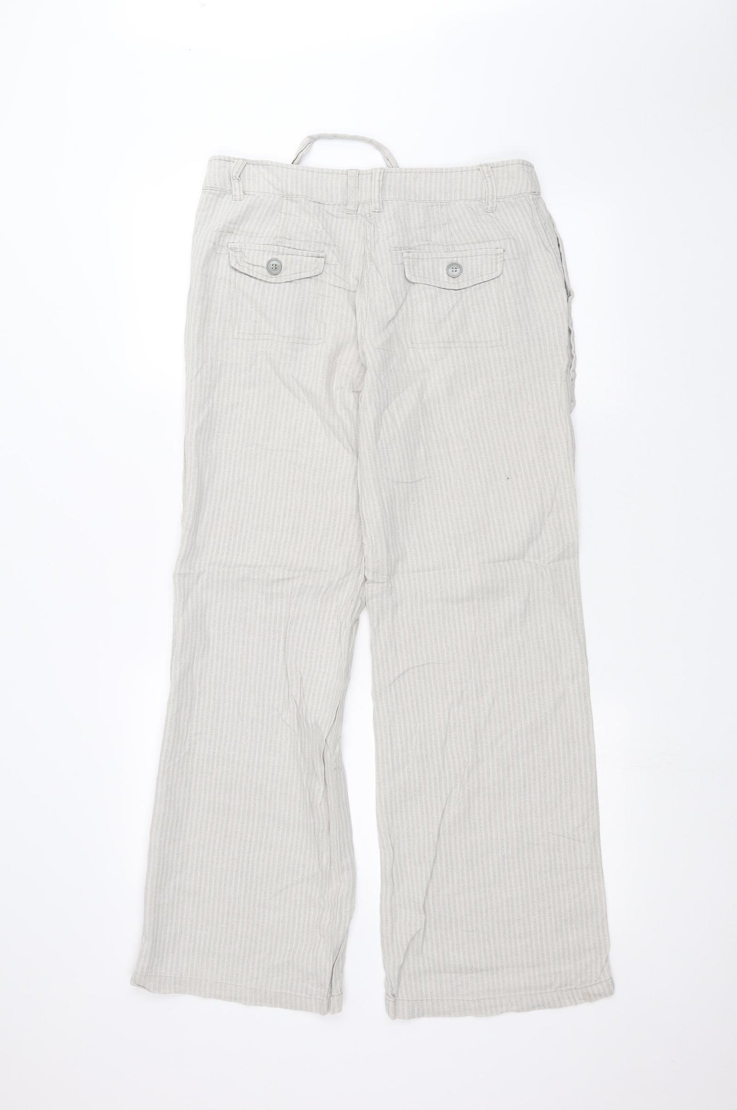 NEXT Womens Beige Striped  Trousers  Size 8 L27 in