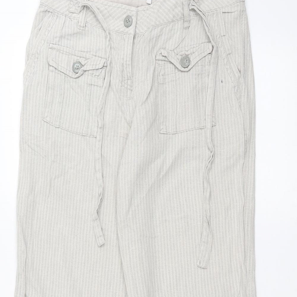 NEXT Womens Beige Striped  Trousers  Size 8 L27 in