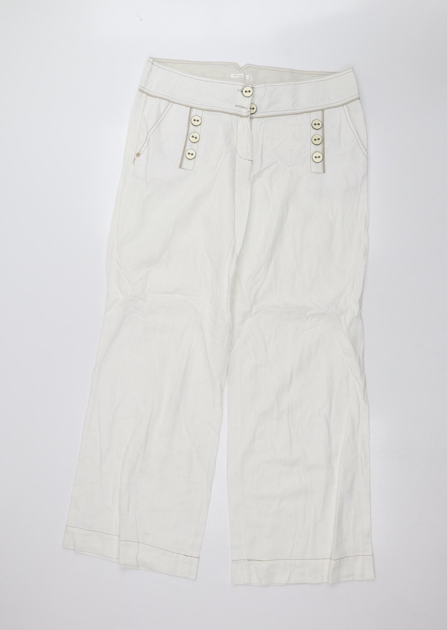 NEXT Womens White   Trousers  Size 14 L28 in