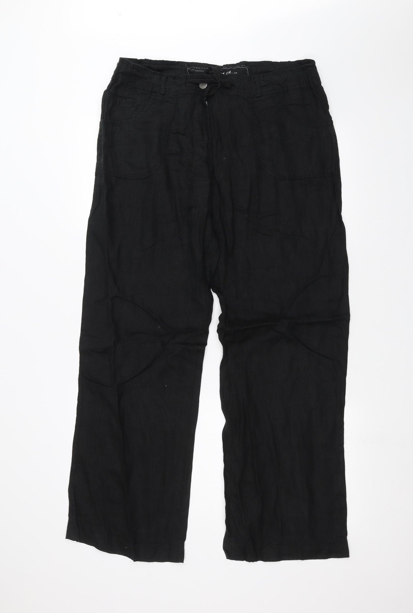 Denim & Co. Womens Black   Trousers  Size 14 L29 in