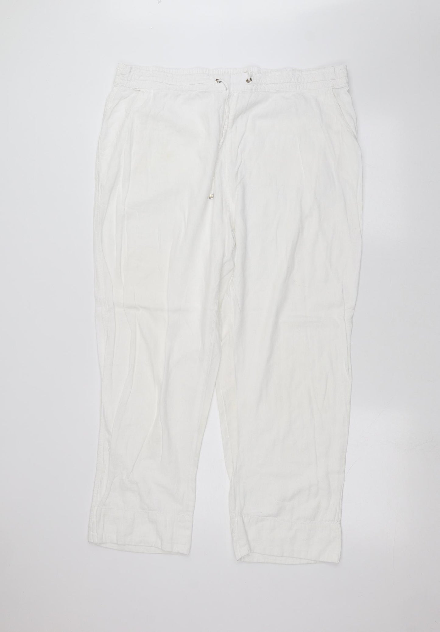 Peacocks Womens White   Trousers  Size 20 L30 in