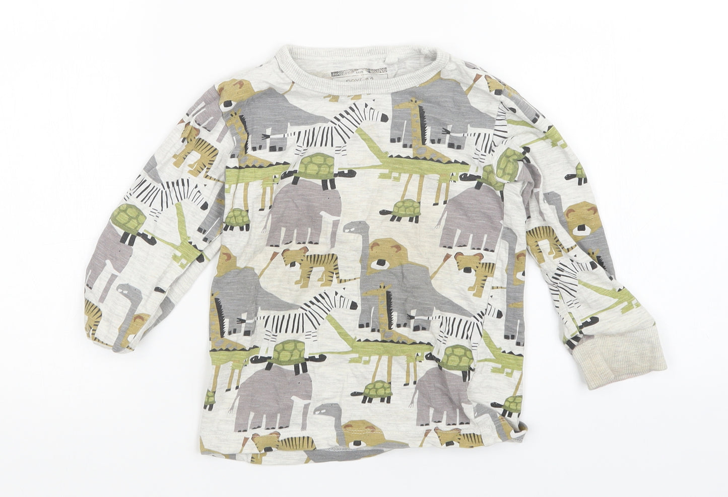 NEXT Boys Grey Animal Print  Pullover Sweatshirt Size 3-4 Years