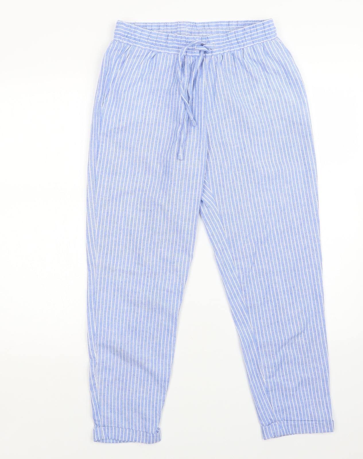 Beloved Womens Blue Striped  Trousers  Size 8 L25 in