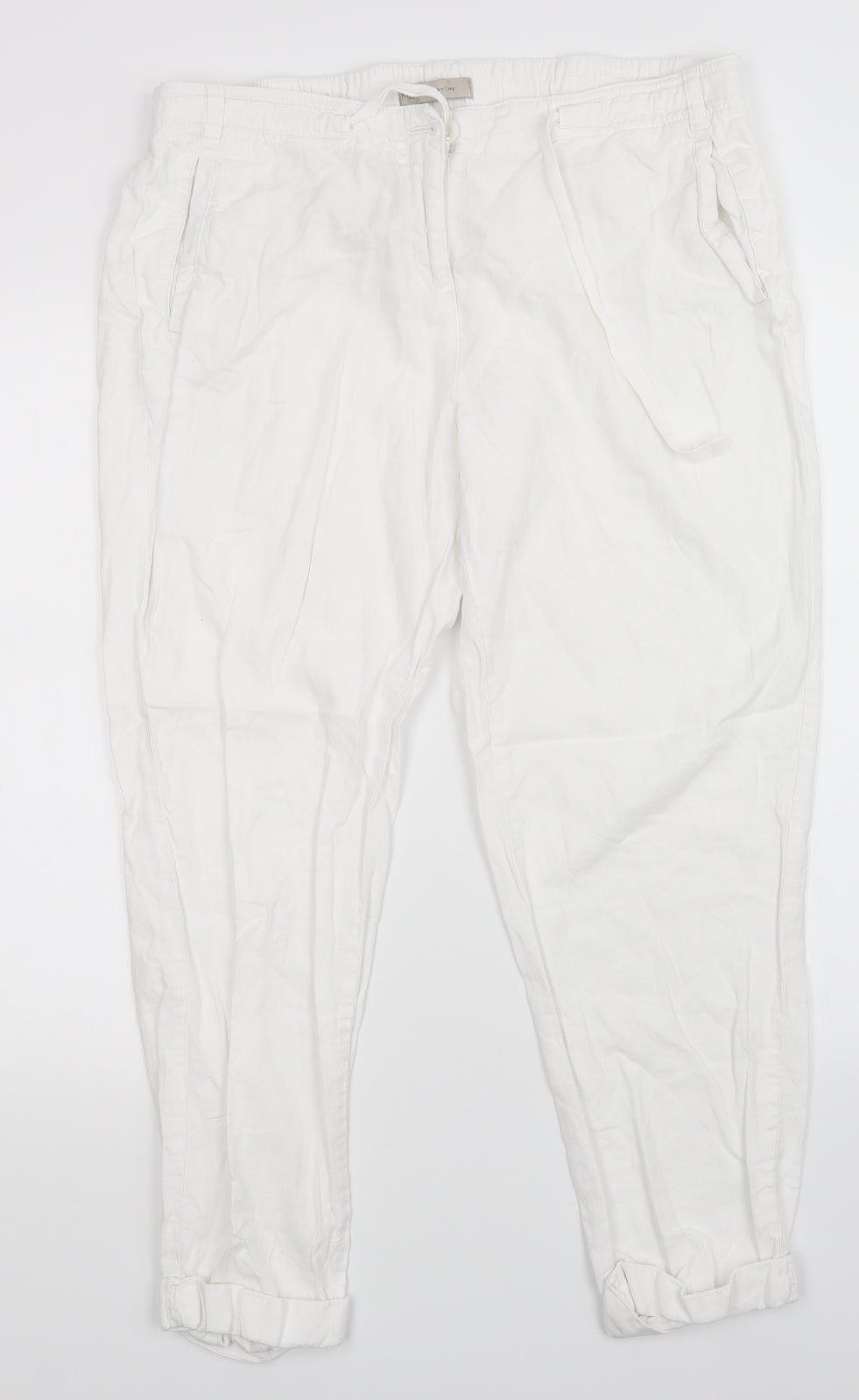 M&S Womens White   Trousers  Size 16 L27 in