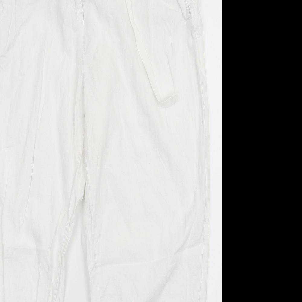 M&S Womens White   Trousers  Size 16 L27 in