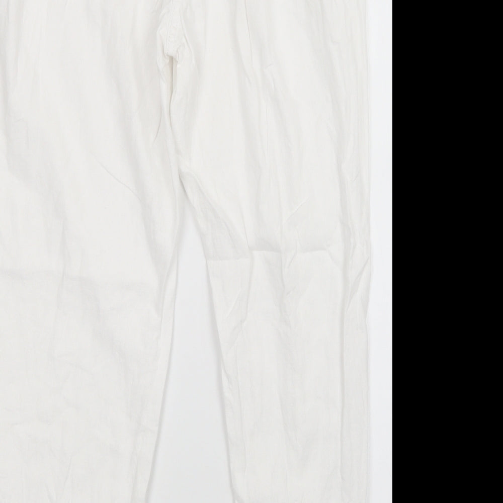 M&S Womens White   Trousers  Size 16 L27 in