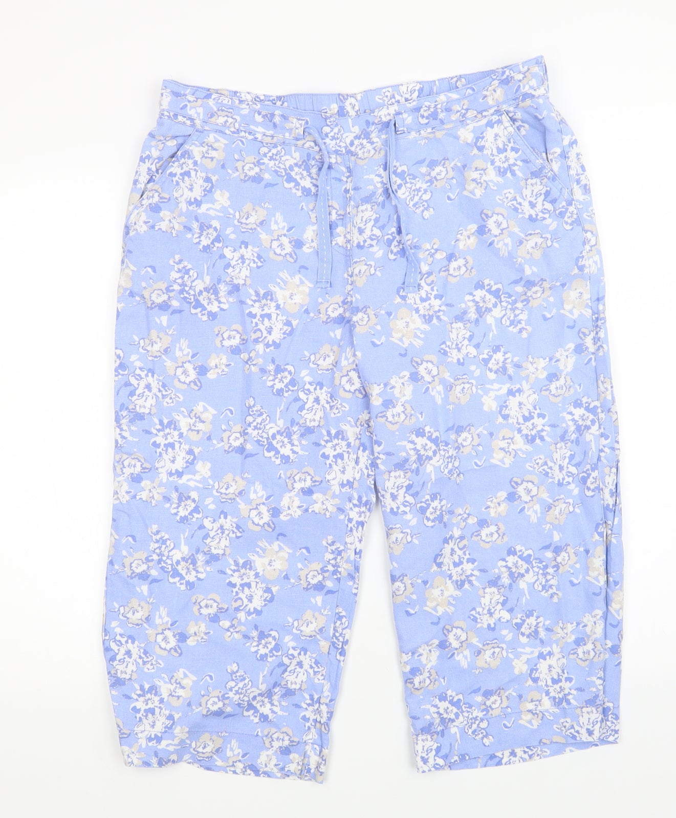 Authentic Womens Blue Floral  Trousers  Size 14 L20 in