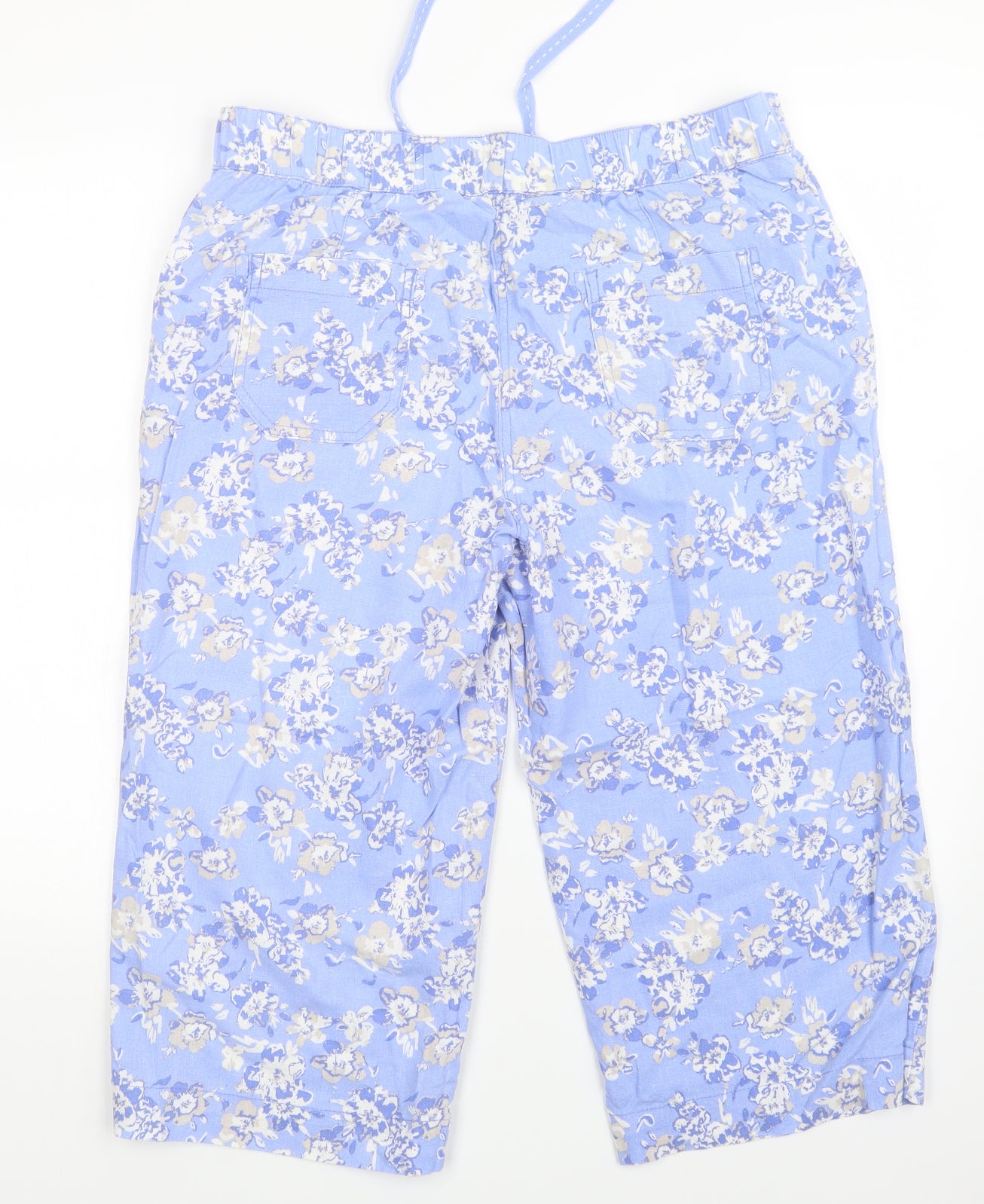 Authentic Womens Blue Floral  Trousers  Size 14 L20 in