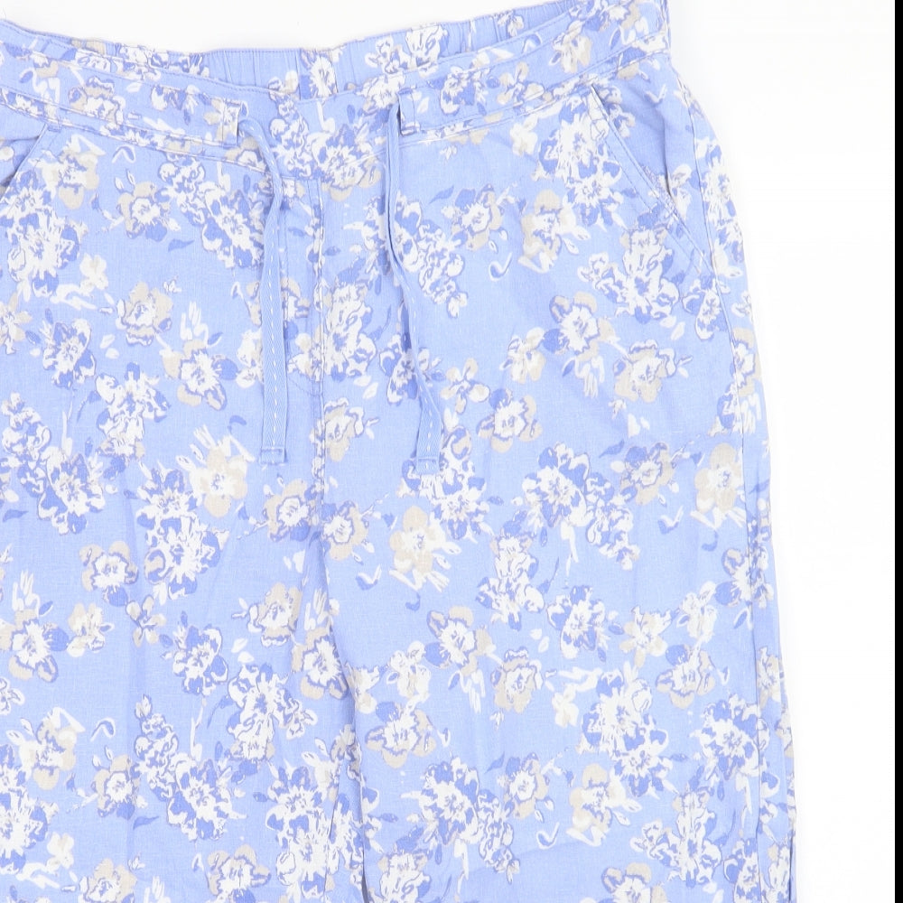 Authentic Womens Blue Floral  Trousers  Size 14 L20 in