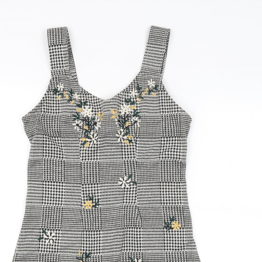 Topshop Womens Multicoloured Check  Pinafore/Dungaree Dress  Size 10