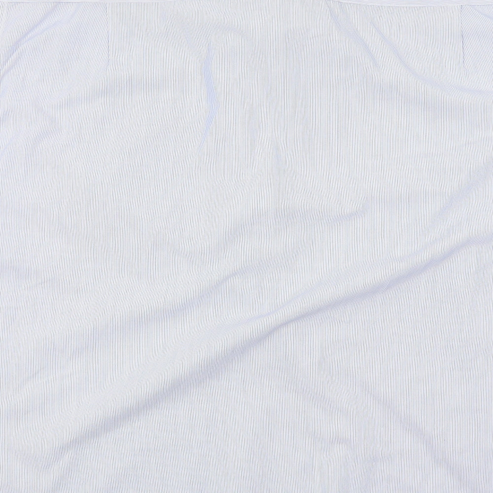 M&S Mens Blue Striped   Button-Up Size 17.5
