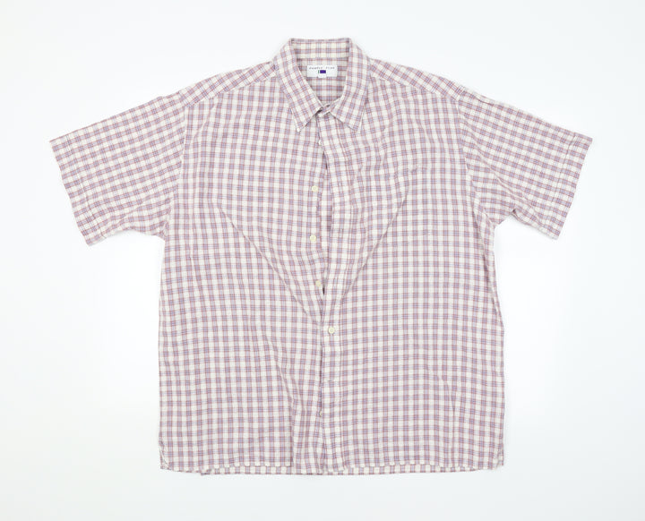 Purple Flag Mens Multicoloured Check Button-Up Size XL