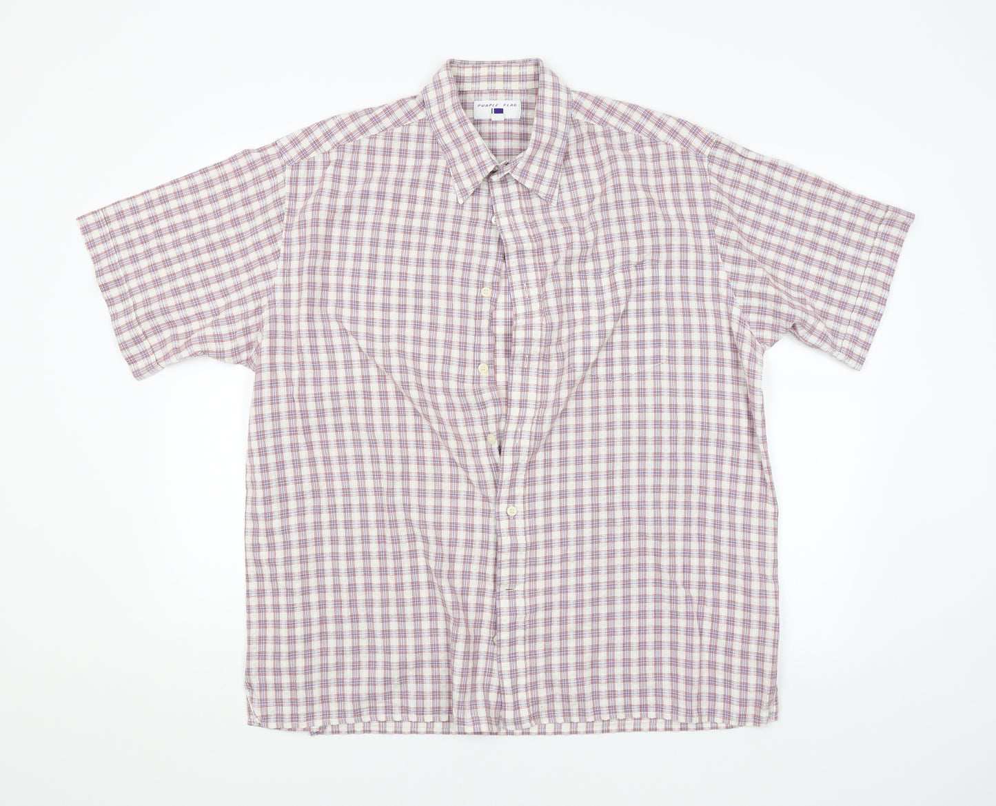 Purple Flag Mens Multicoloured Check   Button-Up Size XL