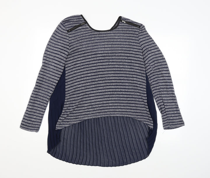 Quiz Womens Blue Striped  Basic Blouse Size 10