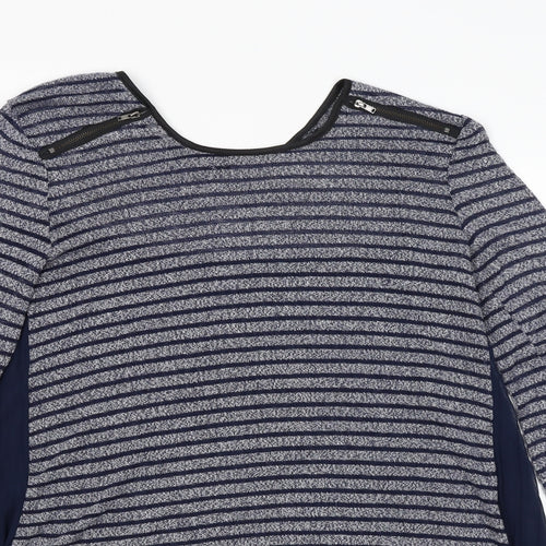 Quiz Womens Blue Striped  Basic Blouse Size 10