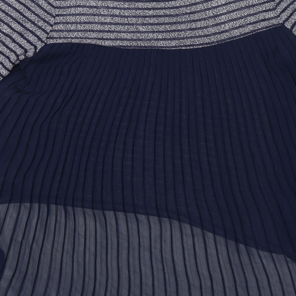 Quiz Womens Blue Striped  Basic Blouse Size 10
