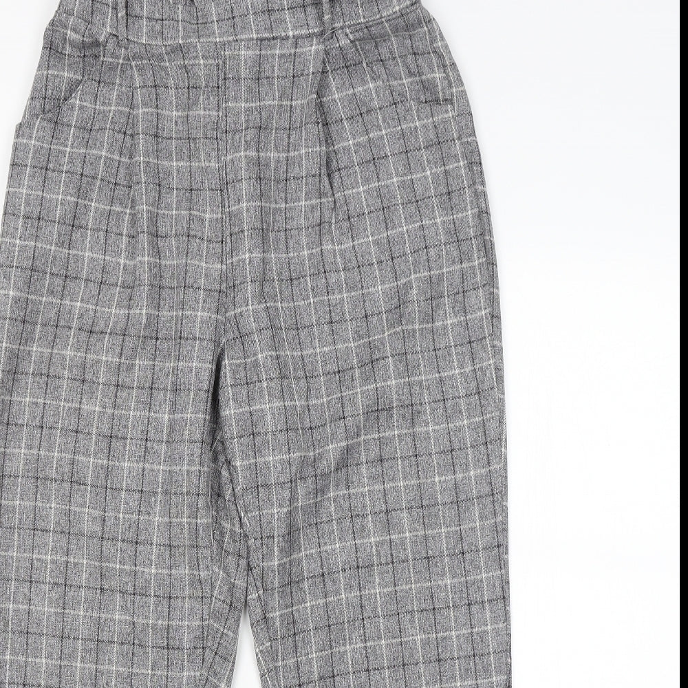 Quiz Womens Grey Check  Trousers  Size 10 L28 in