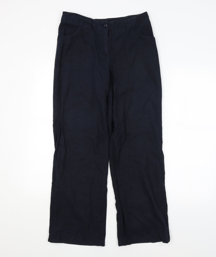 Mia Moda Womens Blue Chino Trousers Size 12 L28 in