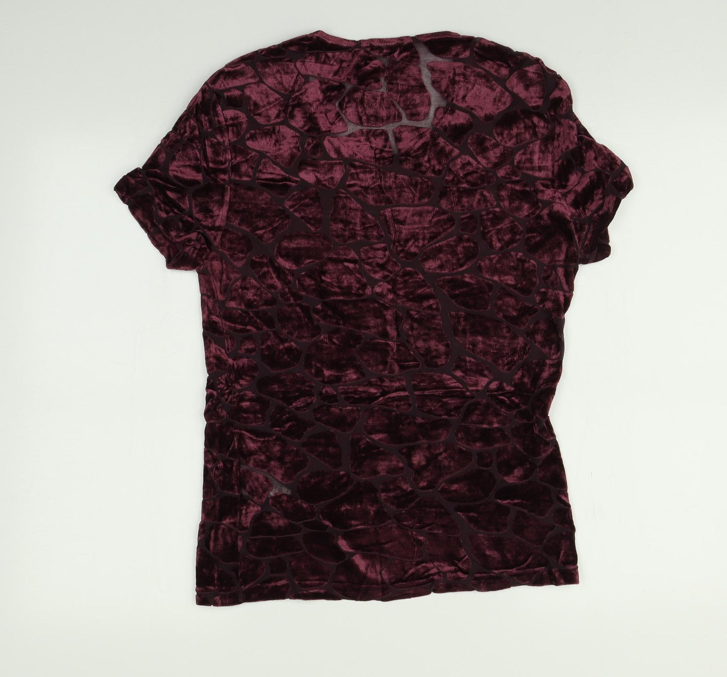 Kaliko Womens Purple Animal Print Velvet Basic T-Shirt Size M