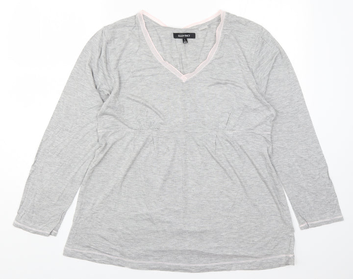 Ellen Tracy Womens Grey Basic T-Shirt Size L