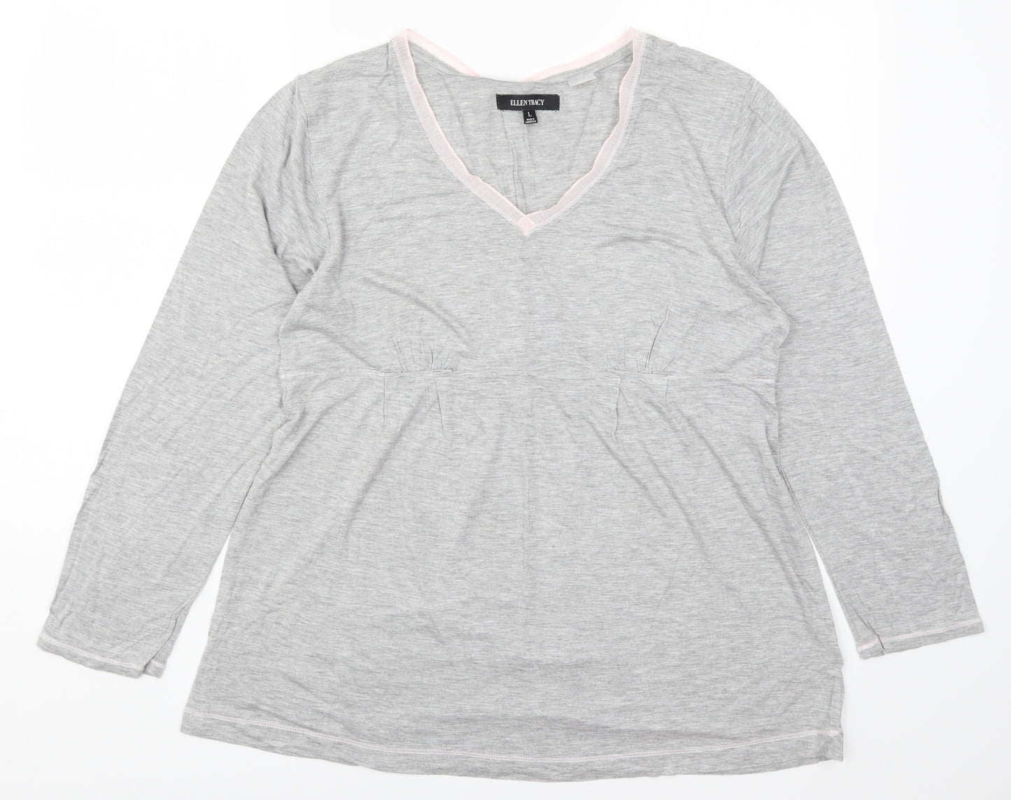 Ellen Tracy Womens Grey   Basic T-Shirt Size L