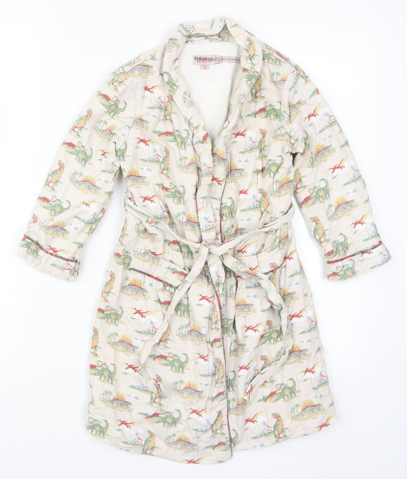 Cath Kidston Boys Beige Solid   Robe Size 3-4 Years  - Dinosaurs